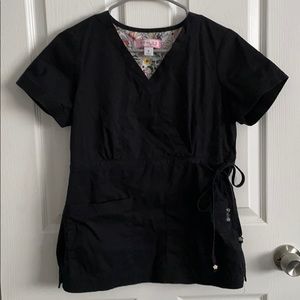 Black koi small scrub top
